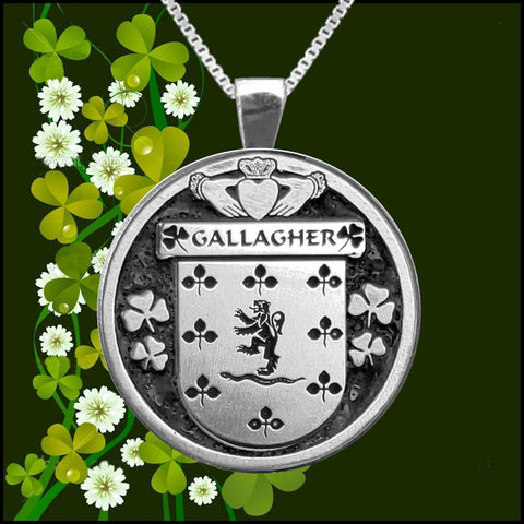 Gallagher Irish Coat of Arms Disk Pendant, Irish