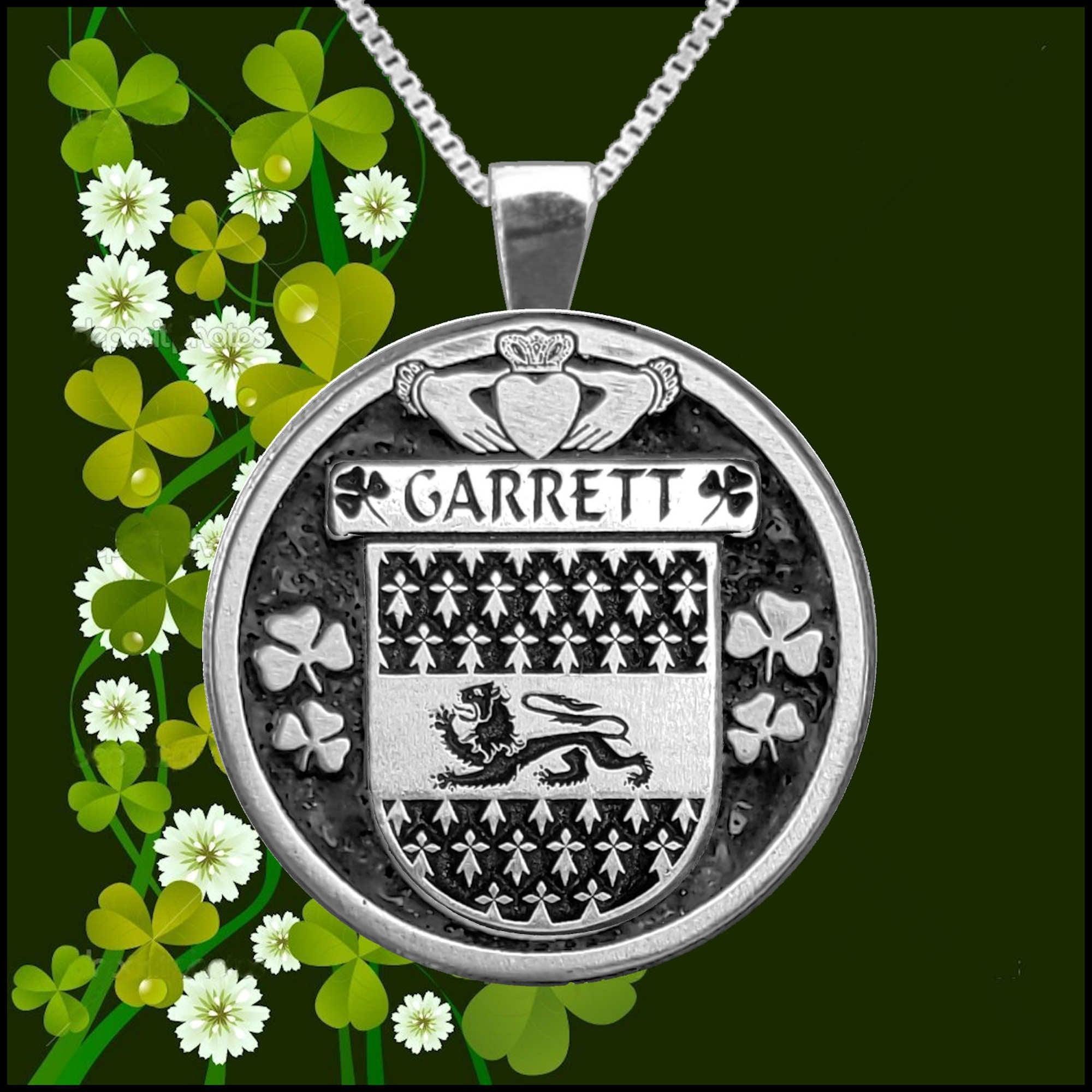 Garrett Irish Coat of Arms Disk Pendant, Irish