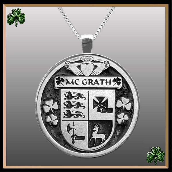 McGrath Irish Coat of Arms Disk Pendant, Irish