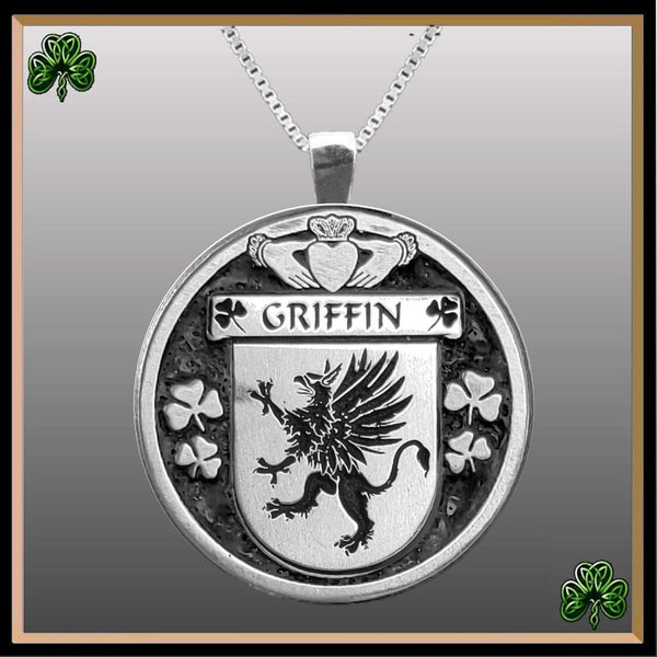Griffin Irish Coat of Arms Disk Pendant, Irish