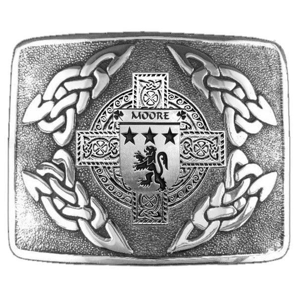 Moore Irish Coat of Arms Interlace Kilt Buckle