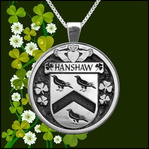Hanshaw Irish Coat of Arms Disk Pendant, Irish