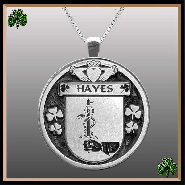 Hayes Irish Coat of Arms Disk Pendant, Irish