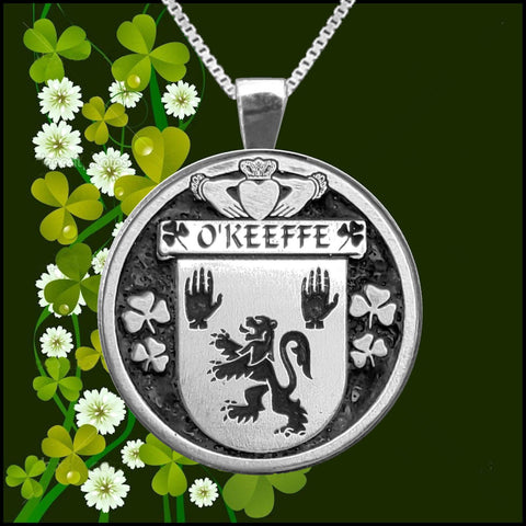 O'Keeffe Irish Coat of Arms Disk Pendant, Irish
