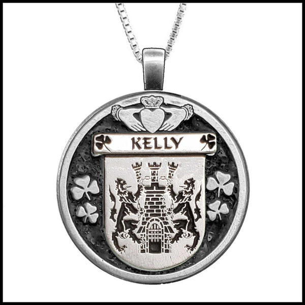 Kelly Irish Coat of Arms Disk Pendant, Irish