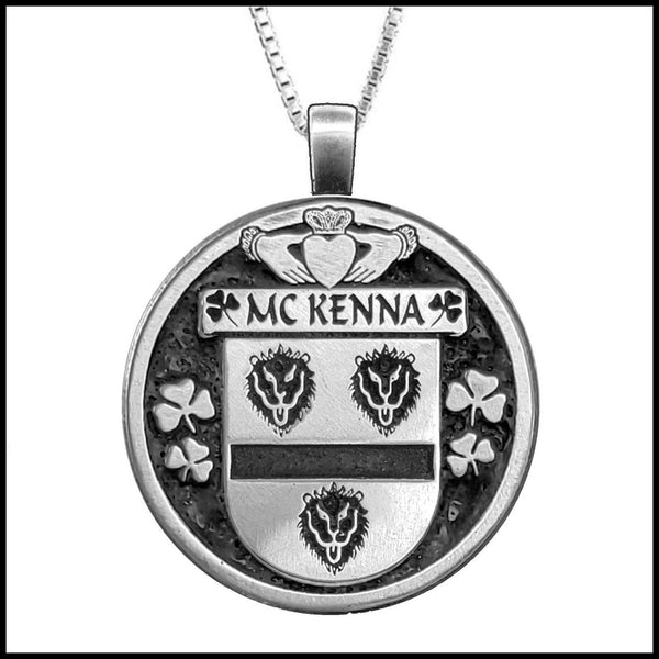 McKenna Irish Coat of Arms Disk Pendant, Irish