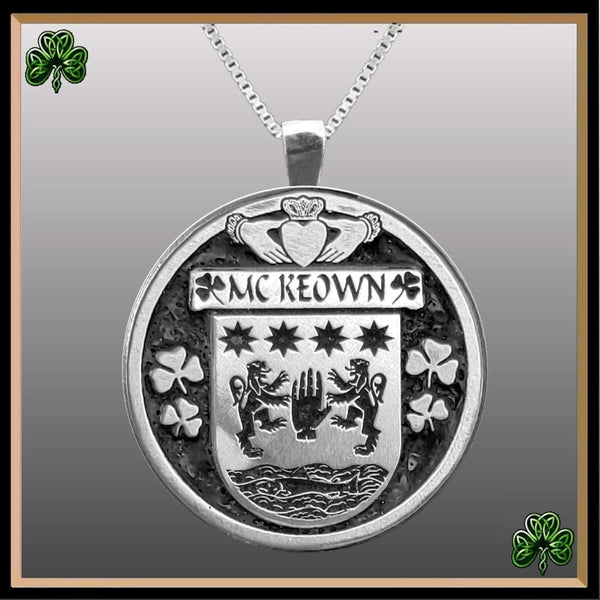 McKeown Irish Coat of Arms Disk Pendant, Irish