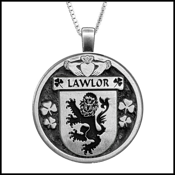 Lawlor Irish Coat of Arms Disk Pendant, Irish