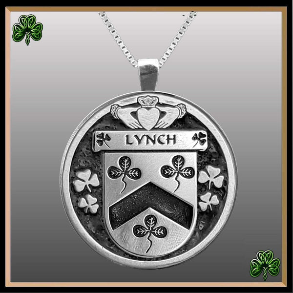 Lynch Irish Coat of Arms Disk Pendant, Irish