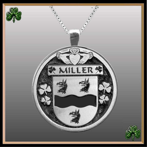 Miller Irish Coat of Arms Disk Pendant, Irish