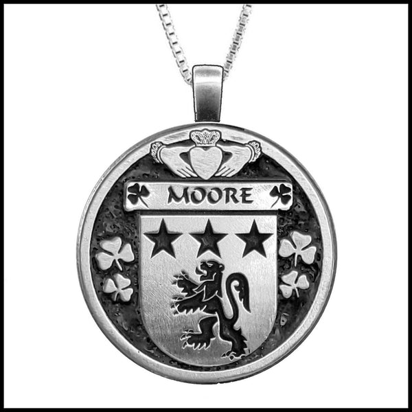 Moore Irish Coat of Arms Disk Pendant, Irish