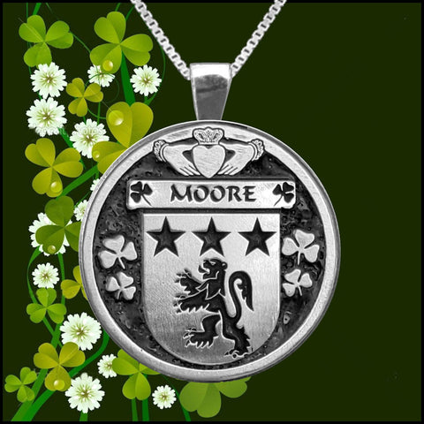 Moore Irish Coat of Arms Disk Pendant, Irish