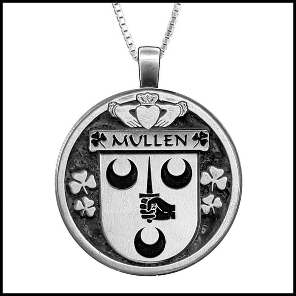 Mullen Irish Coat of Arms Disk Pendant, Irish