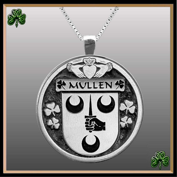 Mullen Irish Coat of Arms Disk Pendant, Irish