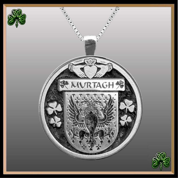Murtagh Irish Coat of Arms Disk Pendant, Irish