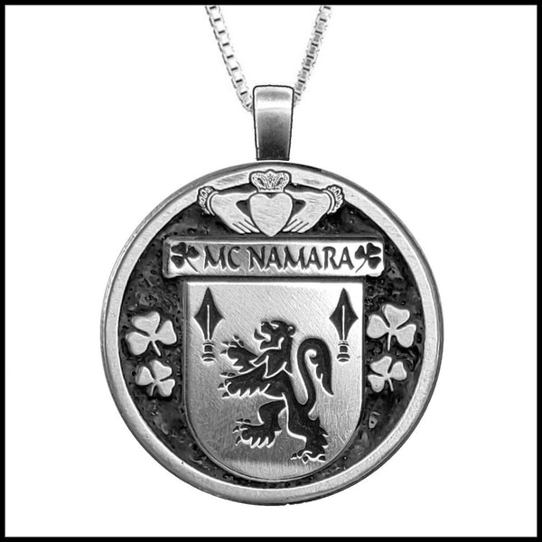 McNamara Irish Coat of Arms Disk Pendant, Irish