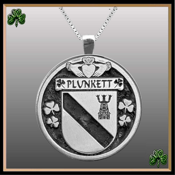 Plunkett Irish Coat of Arms Disk Pendant, Irish