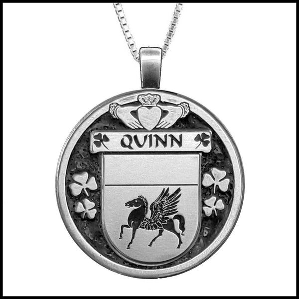 Quinn Irish Coat of Arms Disk Pendant, Irish