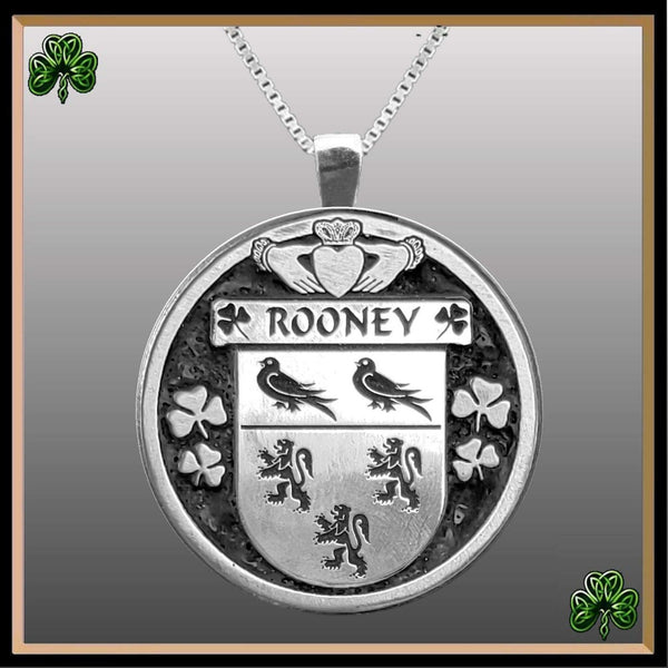 Rooney Irish Coat of Arms Disk Pendant, Irish
