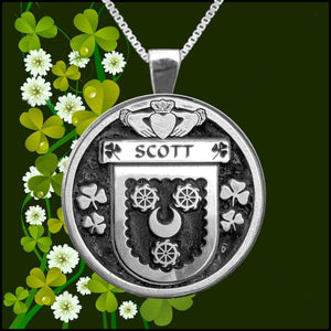 Scott Irish Coat of Arms Disk Pendant, Irish