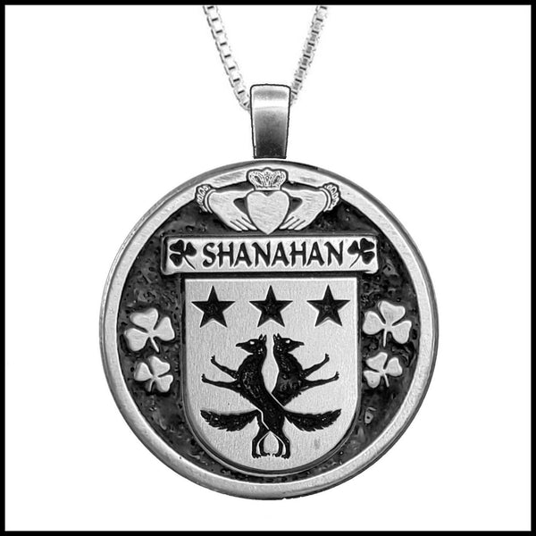 Shanahan Irish Coat of Arms Disk Pendant, Irish