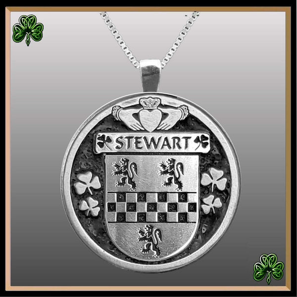 Stewart Irish Coat of Arms Disk Pendant, Irish