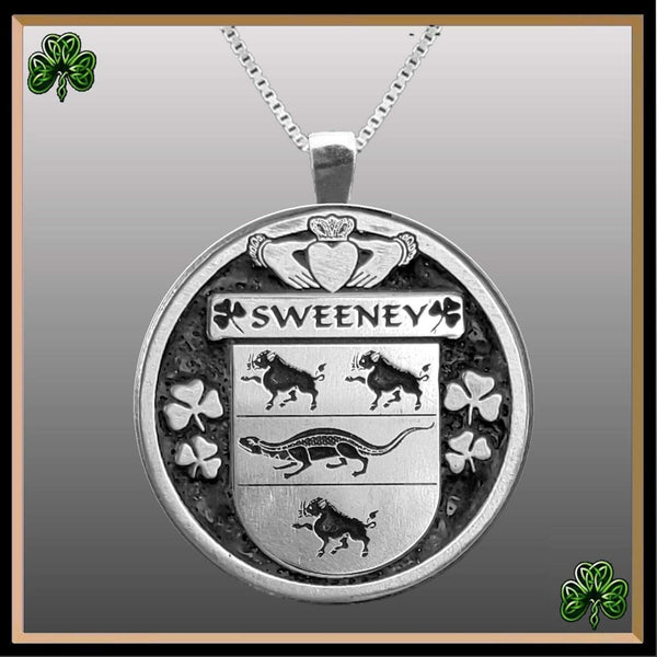 Sweeney Irish Coat of Arms Disk Pendant, Irish