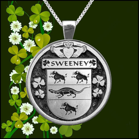 Sweeney Irish Coat of Arms Disk Pendant, Irish