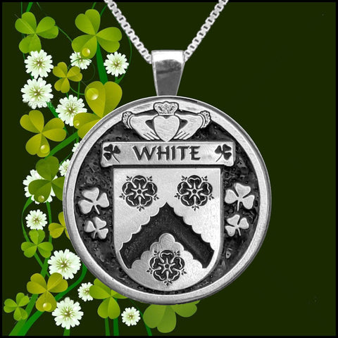 White Irish Coat of Arms Disk Pendant, Irish