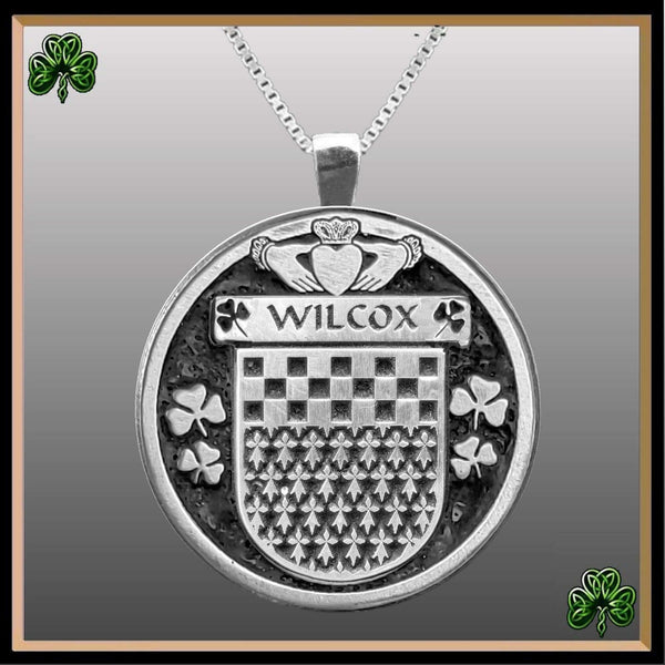 Wilcox Irish Coat of Arms Disk Pendant, Irish