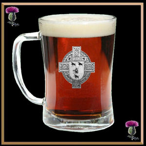 Mc Causland Irish Coat of Arms Badge Glass Beer Mug