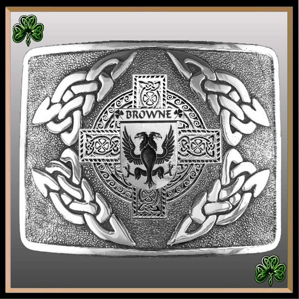 Brown Irish Coat of Arms Interlace Kilt Buckle