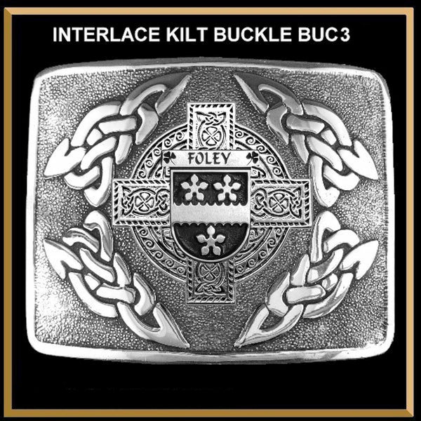 Foley Irish Coat of Arms Interlace Kilt Buckle
