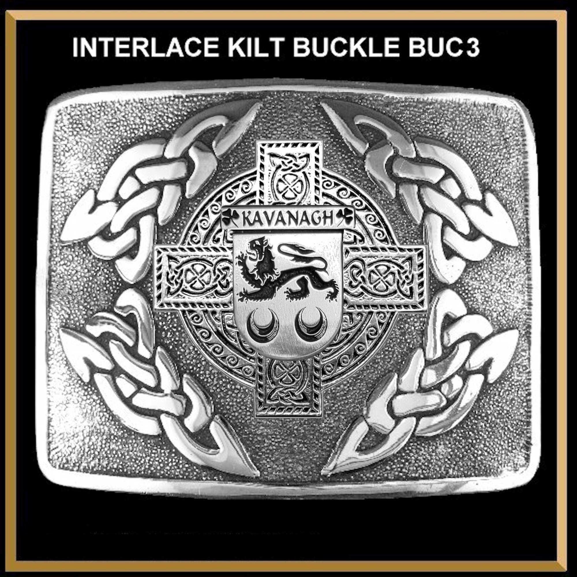 Kavanagh Irish Coat of Arms Interlace Kilt Buckle