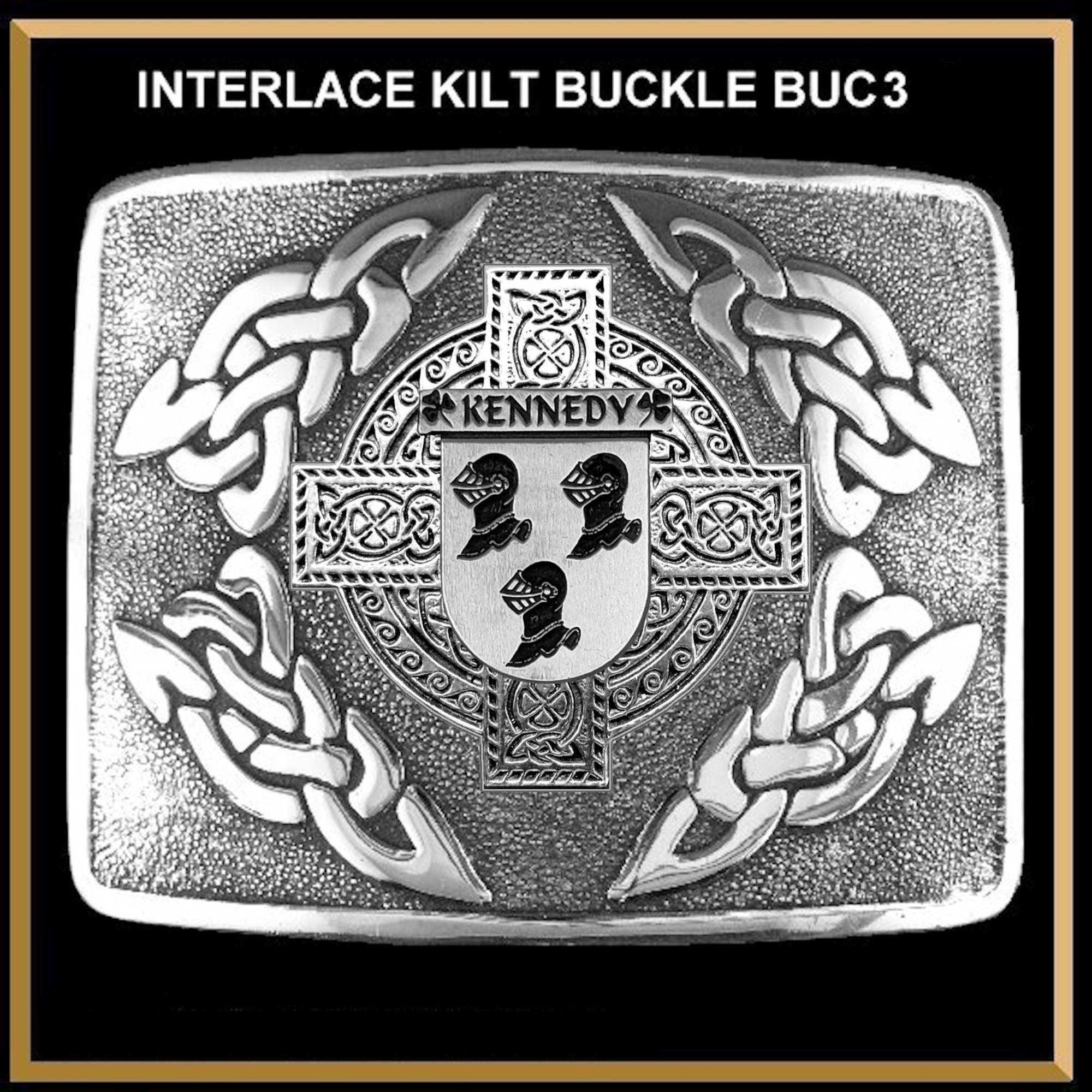 Kennedy Irish Coat of Arms Interlace Kilt Buckle