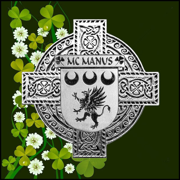 McManus Irish Coat of Arms Badge Glass Beer Mug
