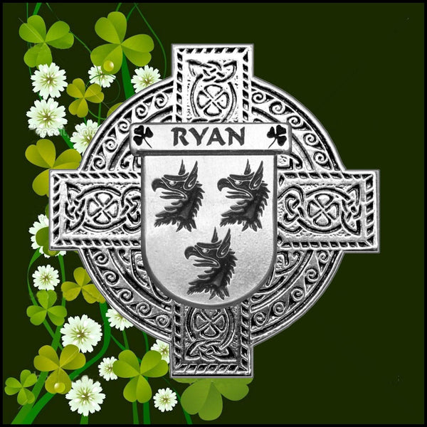Ryan Irish Coat of Arms Badge Glass Beer Mug