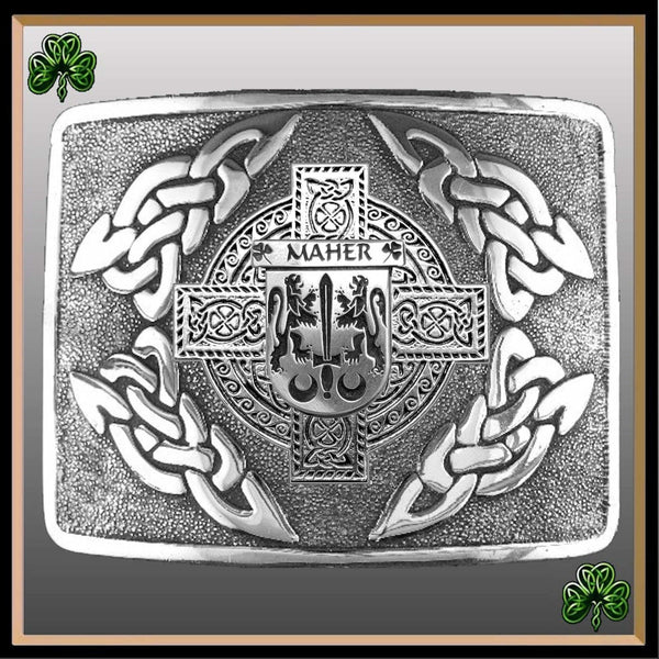 Maher Irish Coat of Arms Interlace Kilt Buckle