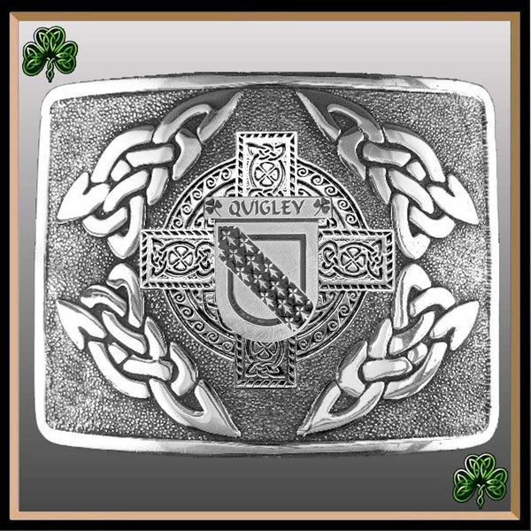 Quigley Irish Coat of Arms Interlace Kilt Buckle