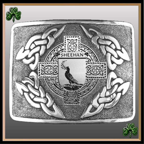 Sheehan Irish Coat of Arms Interlace Kilt Buckle
