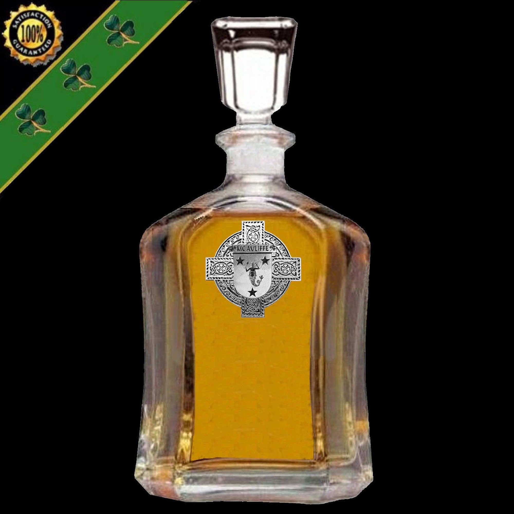 McAuliffe Irish Dublin Coat of Arms Badge Decanter