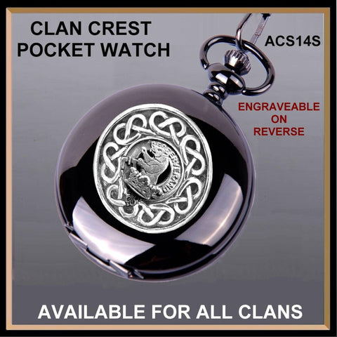 Beveridge Clan Crest  Black Pocket Watch