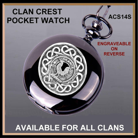 Laing Clan Crest  Black Pocket Watch