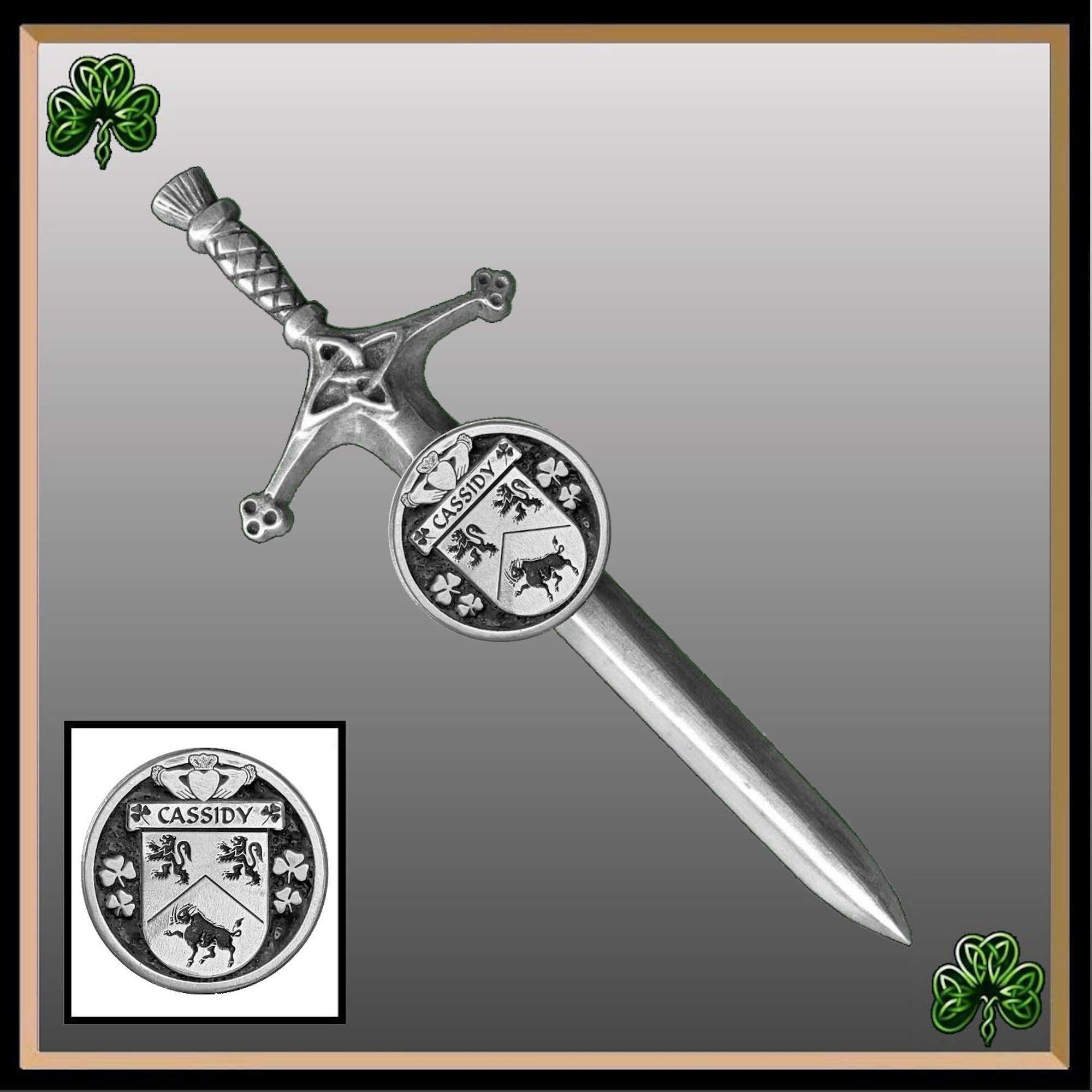 Cassidy Irish Coat of Arms Disk Cuff Bracelet hot - Sterling Silver