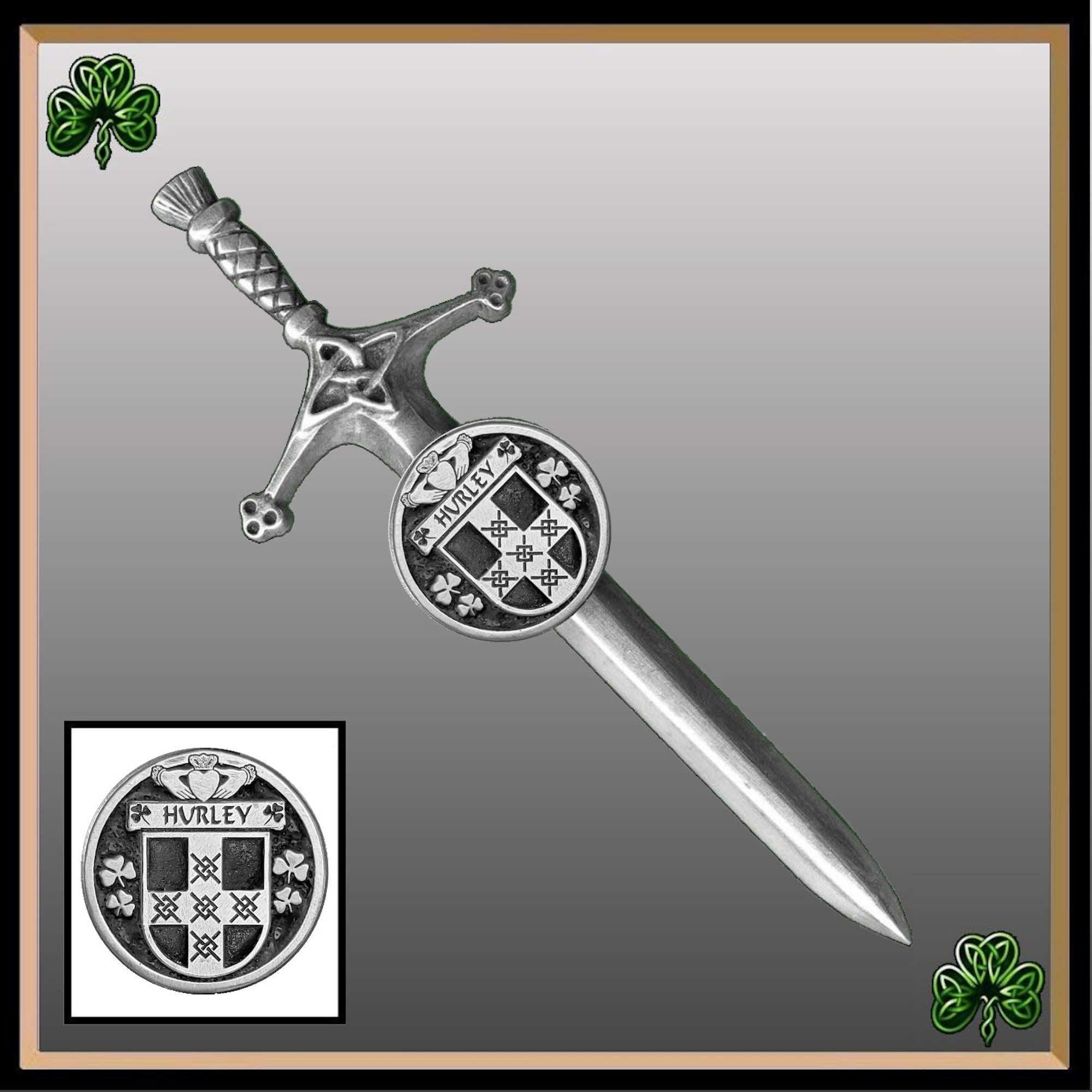 Hurley Irish Coat of Arms Disk Kilt Pin