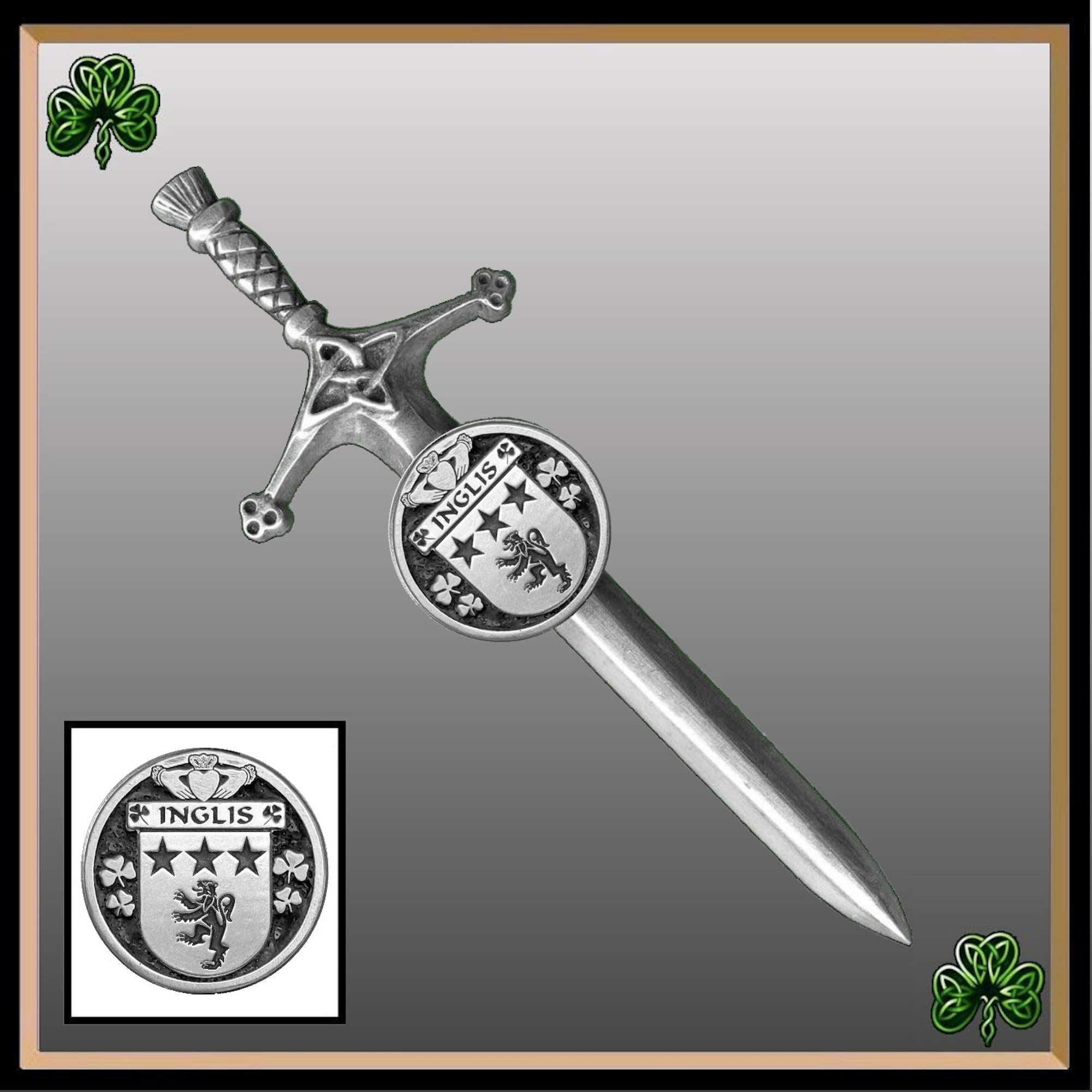 Inglis Irish Coat of Arms Disk Kilt Pin
