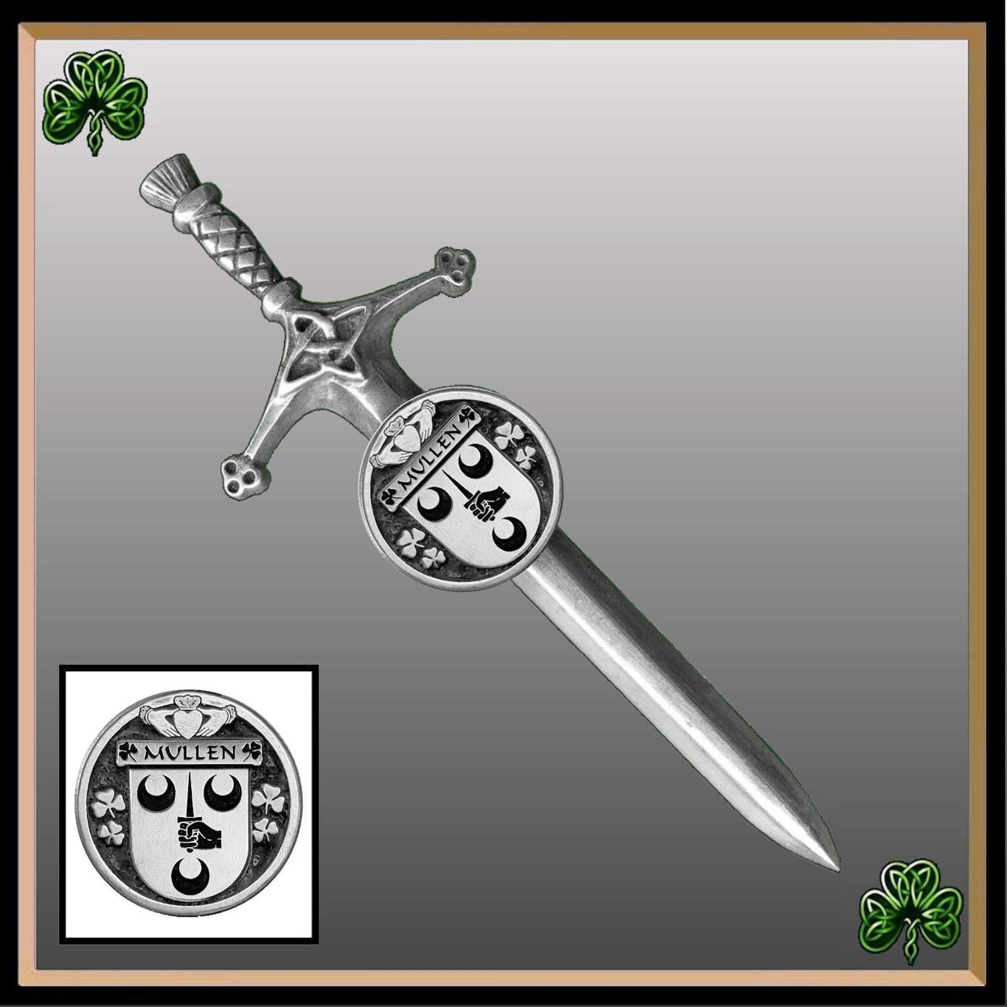 Mullen Irish Coat of Arms Disk Kilt Pin