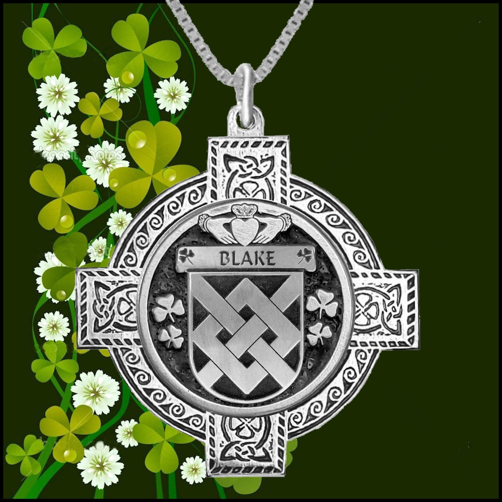 Blake Irish Coat of Arms Celtic Cross Pendant ~ IP04