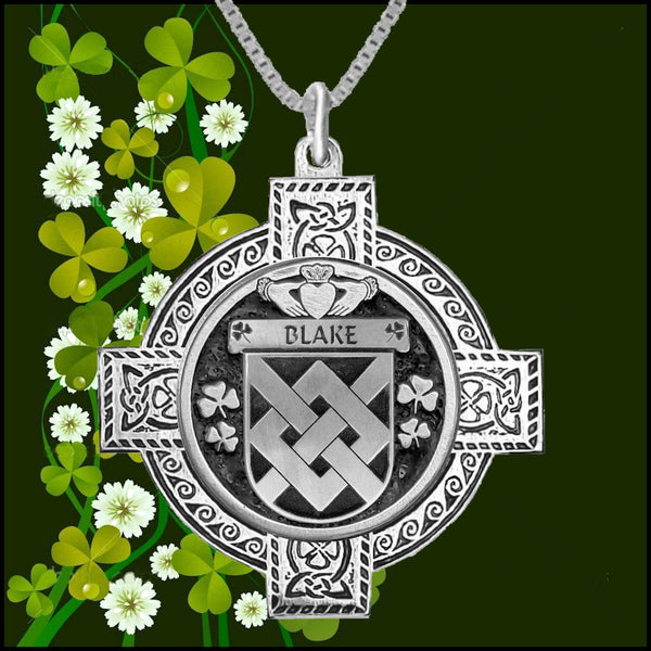 Blake Irish Coat of Arms Celtic Cross Pendant ~ IP04