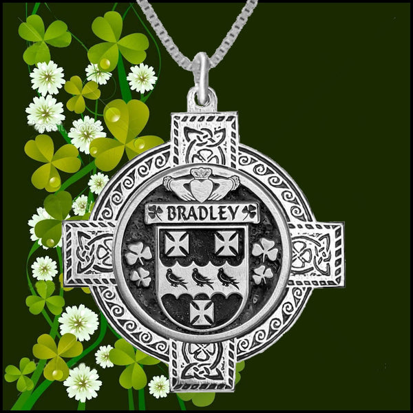 Bradley Irish Coat of Arms Celtic Cross Pendant ~ IP04